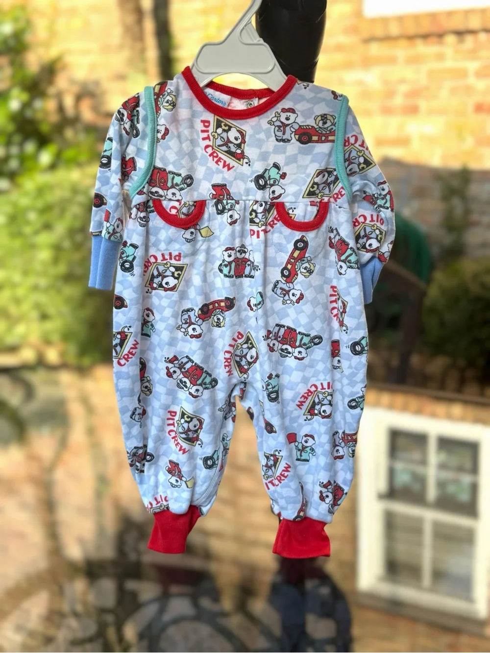 Vintage Carter's Baby Boy Pit Crew Racing Long Sleeve Romper, 6M